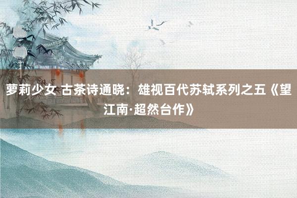 萝莉少女 古茶诗通晓：雄视百代苏轼系列之五《望江南·超然台作》