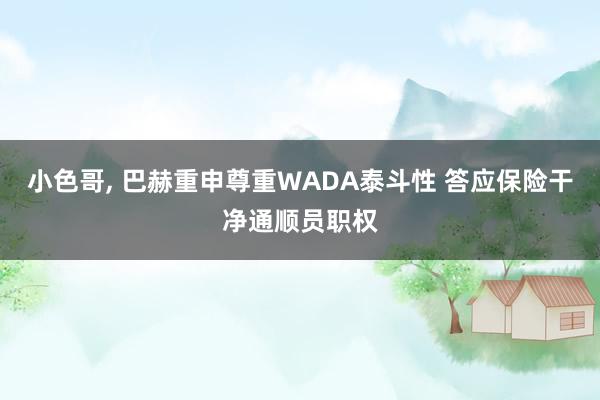 小色哥， 巴赫重申尊重WADA泰斗性 答应保险干净通顺员职权