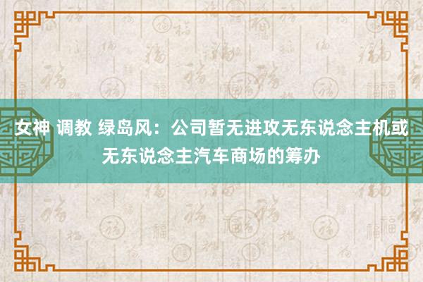 女神 调教 绿岛风：公司暂无进攻无东说念主机或无东说念主汽车商场的筹办