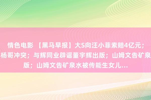 情色电影 【黑马早报】大S向汪小菲索赔4亿元；罗永浩评价辛巴小杨哥冲突；与辉同业辟谣董宇辉出版；山姆文告矿泉水被传能生女儿...